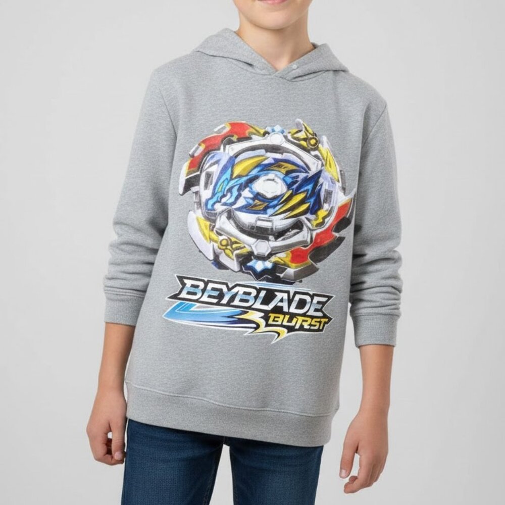 Beyblade Hoodie Boys XL Anime Graphic Gray